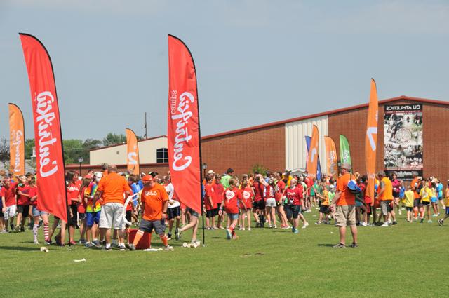 Campbellsville University was host to 750 campers of Centri-Kid, a ministry of Lifeway Christian Resources, June 18-22. The group played Organized Mass Chaos on the university’s practice field. Over 6,000 campers, including eight Centri-Kid camps, will be on CU’s campus this summer. (Campbellsville University Photo by Christina Kern)